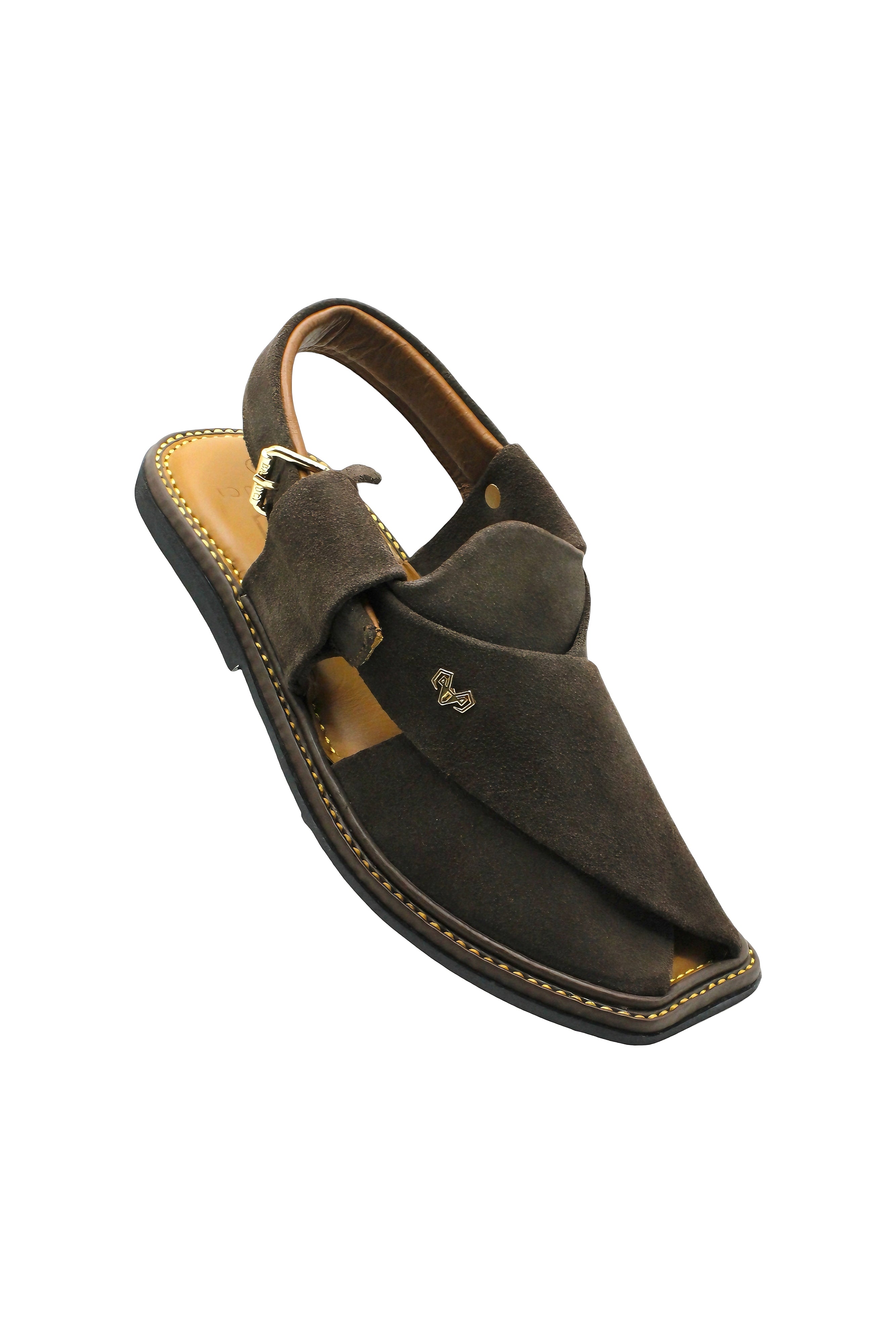 Brown Suede Peshawari Sandals, Rustic Brown Suede Peshawari Chappal, HandMade Peshawari Leather Chappal BROWN Eid Mens Pakistani  main image 3