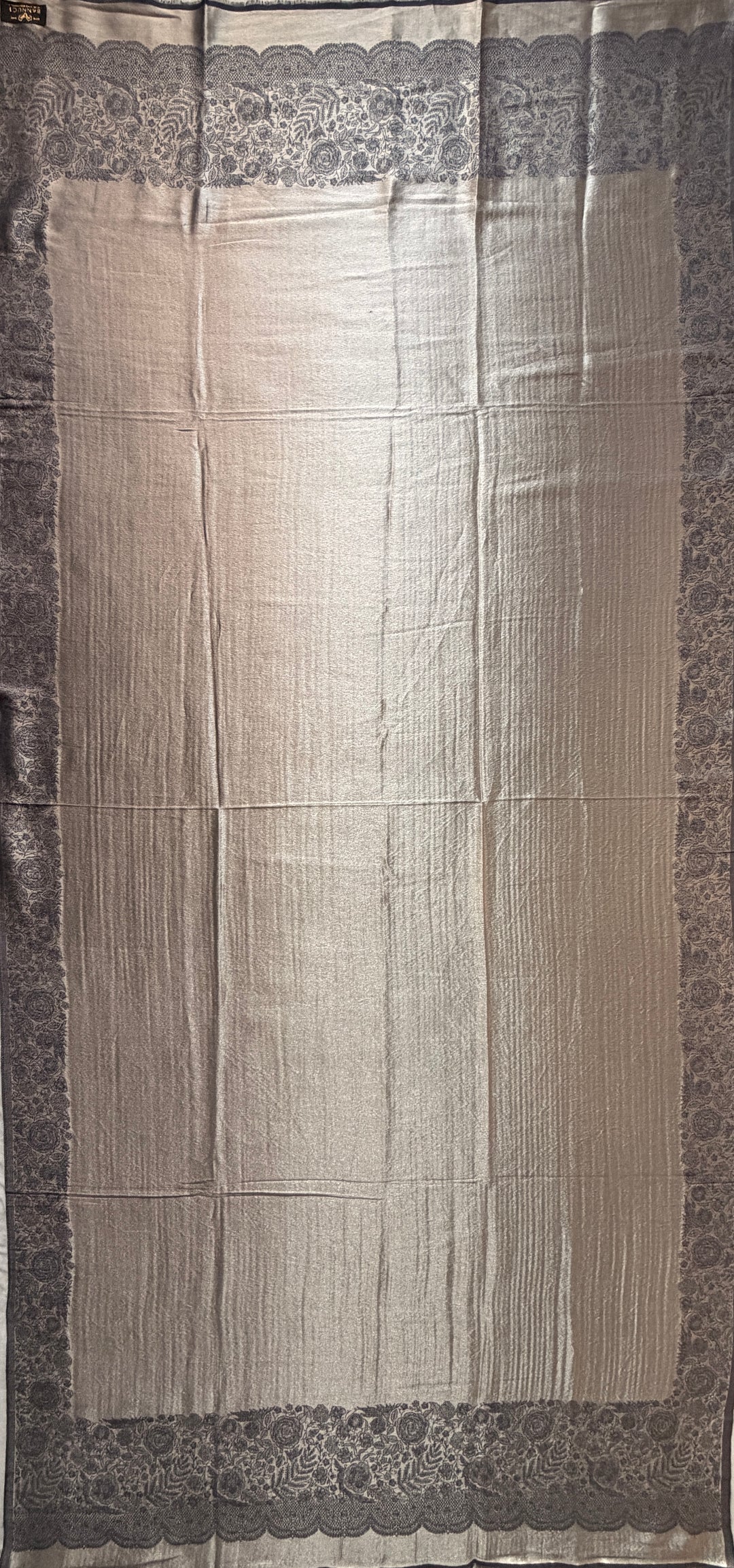 Premium Quality Blue Silver Reversible Moonlight Kani Pashmina Cashmere Shawl