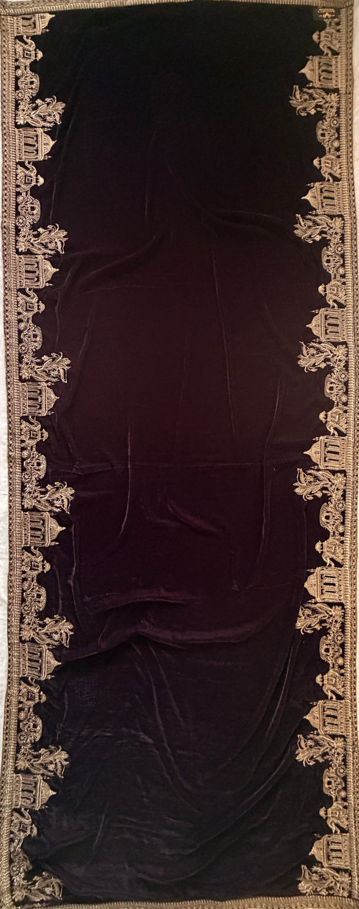 Premium Quality Purple Embroidered Velvet Shawl