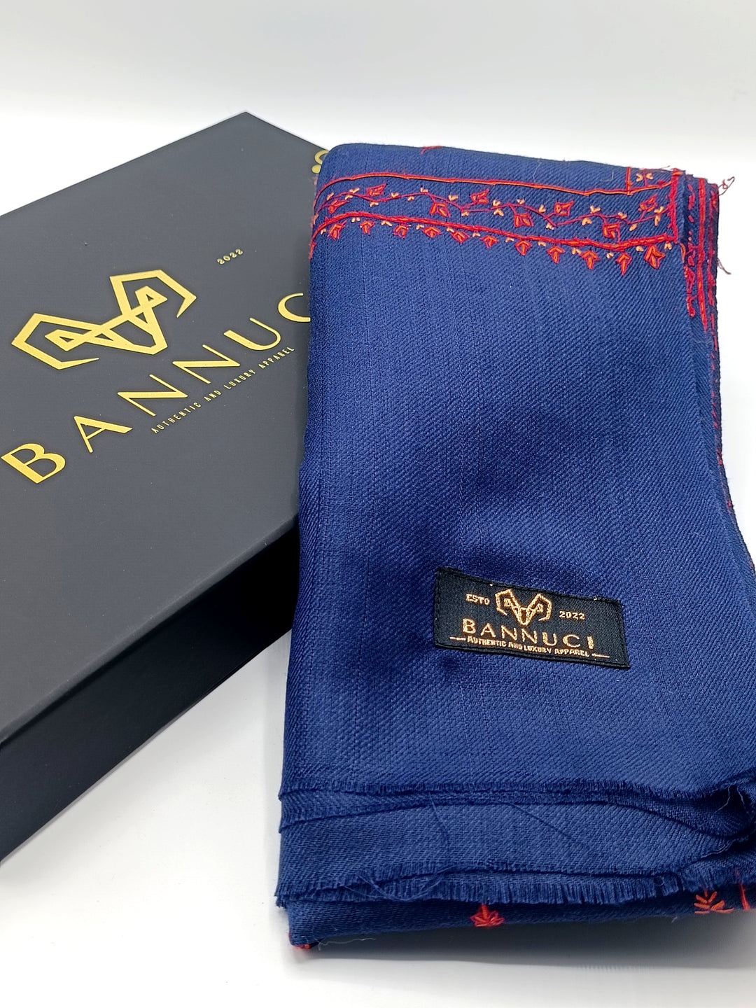 Premium Quality Hand embroidered Blue pashmina/Cashmere shawl by BANNUCI