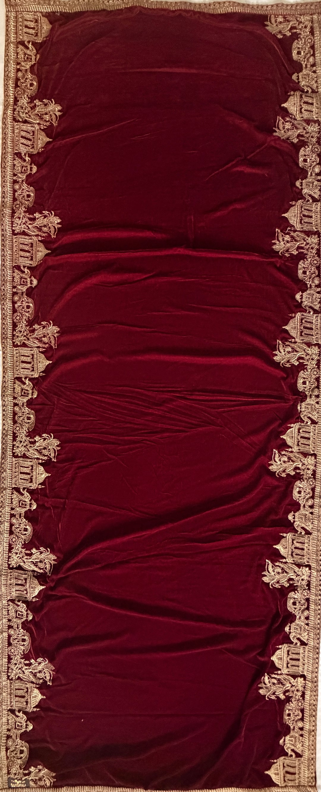 Premium Quality Maroon Embroidered Velvet Shawl
