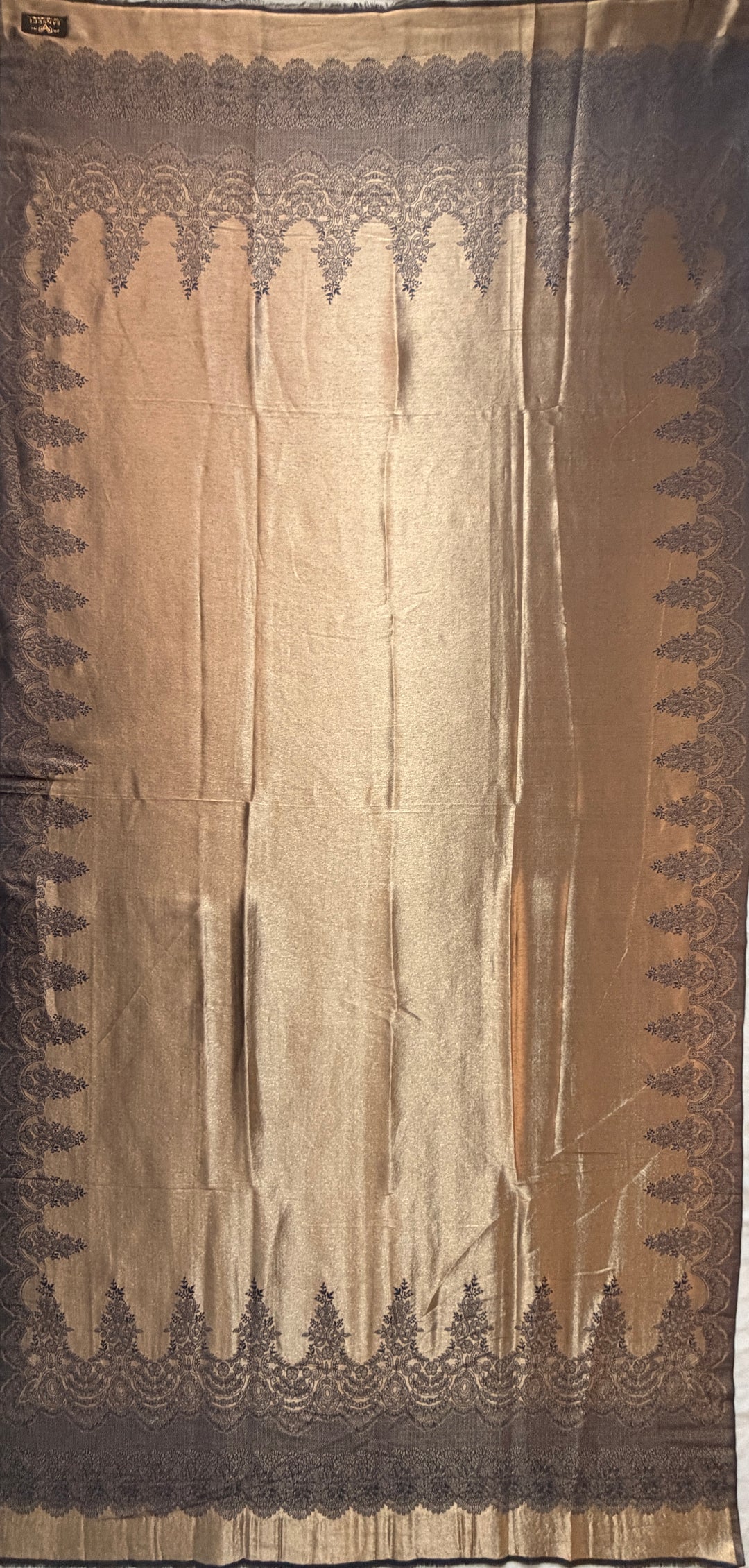 Premium Quality Blue Golden Reversible Moonlight Kani Pashmina Cashmere Shawl