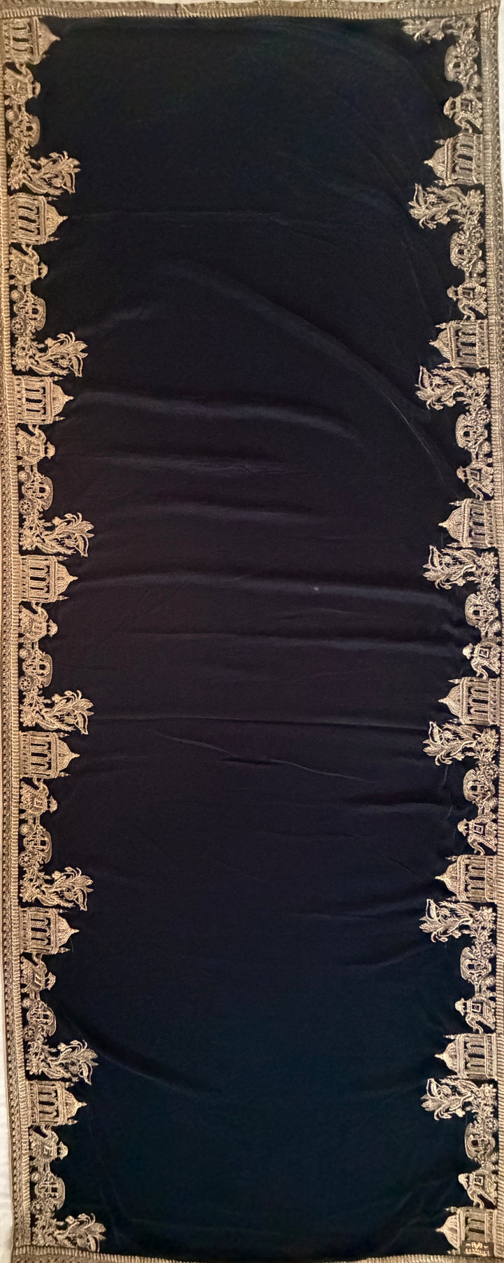 Premium Quality Teal Embroidered Velvet Shawl