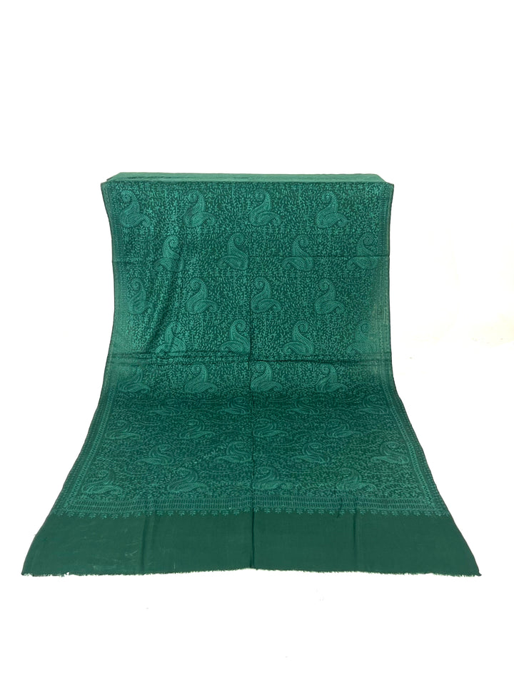 Premium Quality Dark Green Embroidered Pashmina Cashmere Shawl