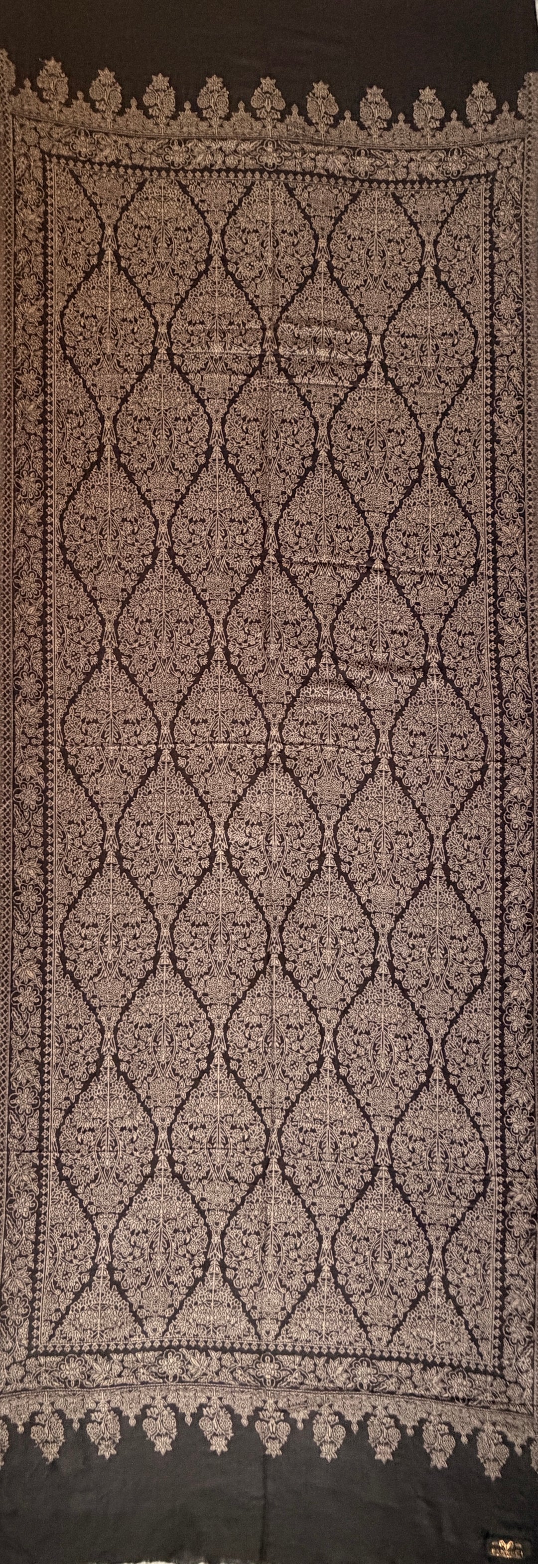 Premium Quality Black Woven Kani Pashmina Cashmere Scarf 1