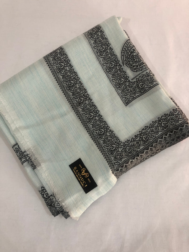 Premium Quality Sky Blue Pattern Pashmina Cashmere Shawl