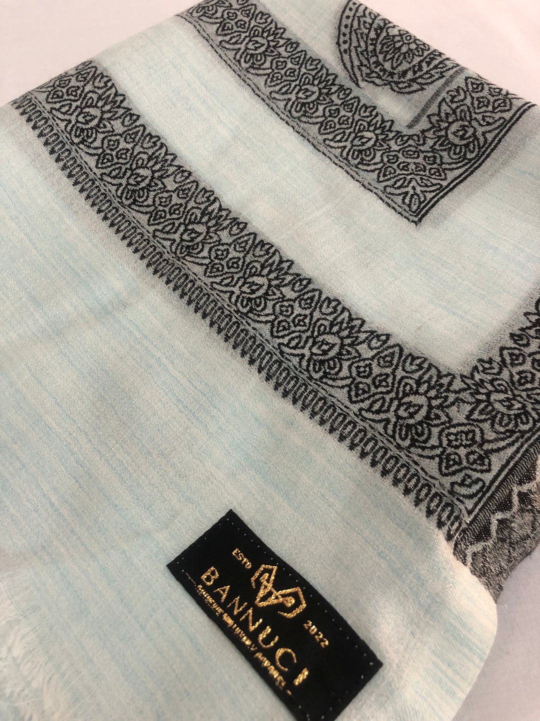 Premium Quality Sky Blue Pattern Pashmina Cashmere Shawl