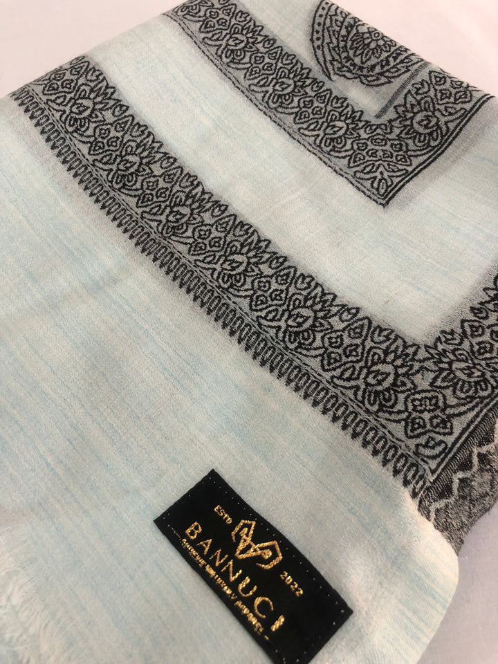 Premium Quality Sky Blue Pattern Pashmina Cashmere Shawl