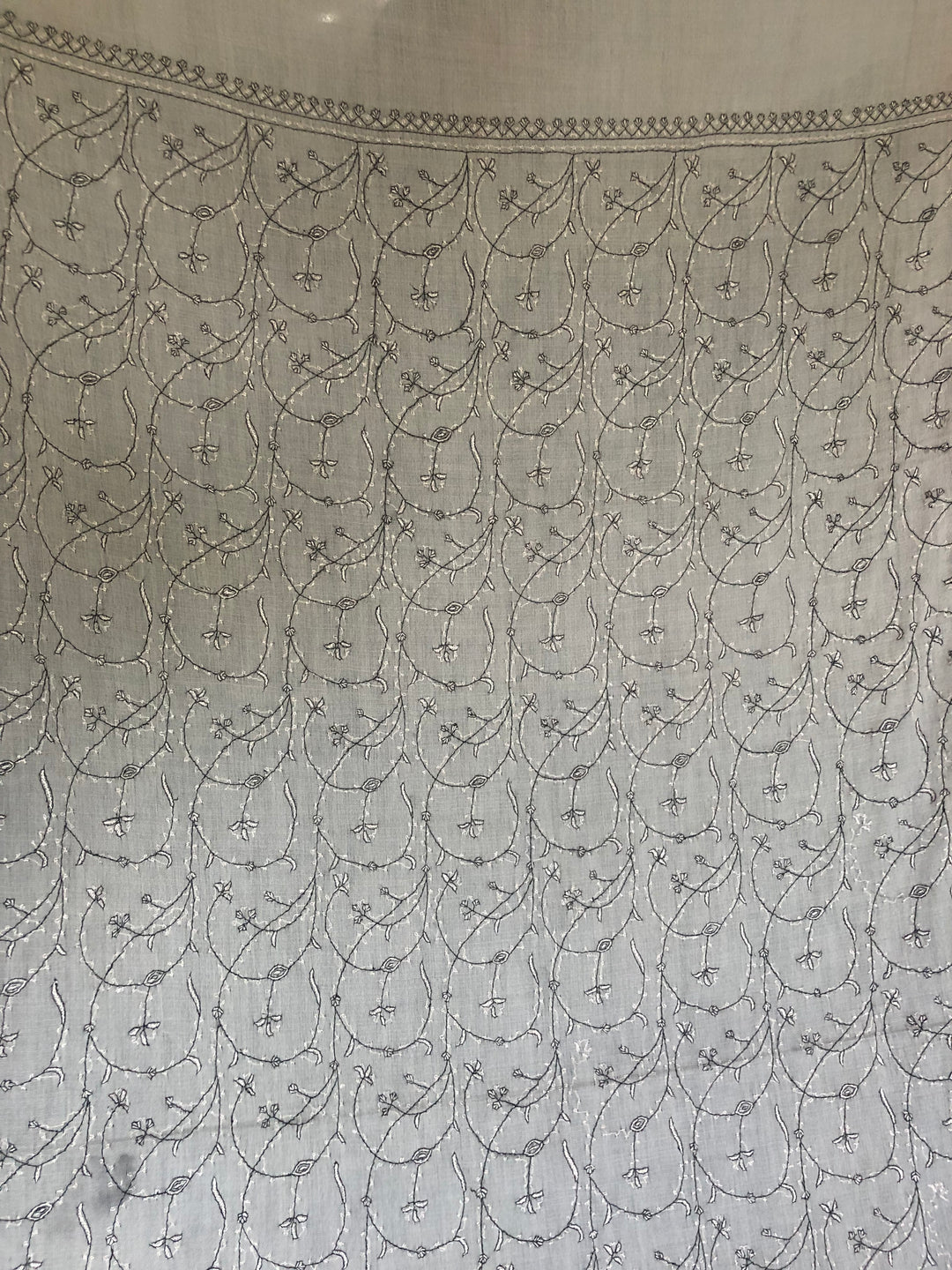 Premium Quality Hand Embroidered White Pashmina Cashmere Shawl