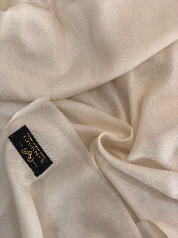 Premium Quality Off White Hand Embroidered Pashmina Cashmere Shawl