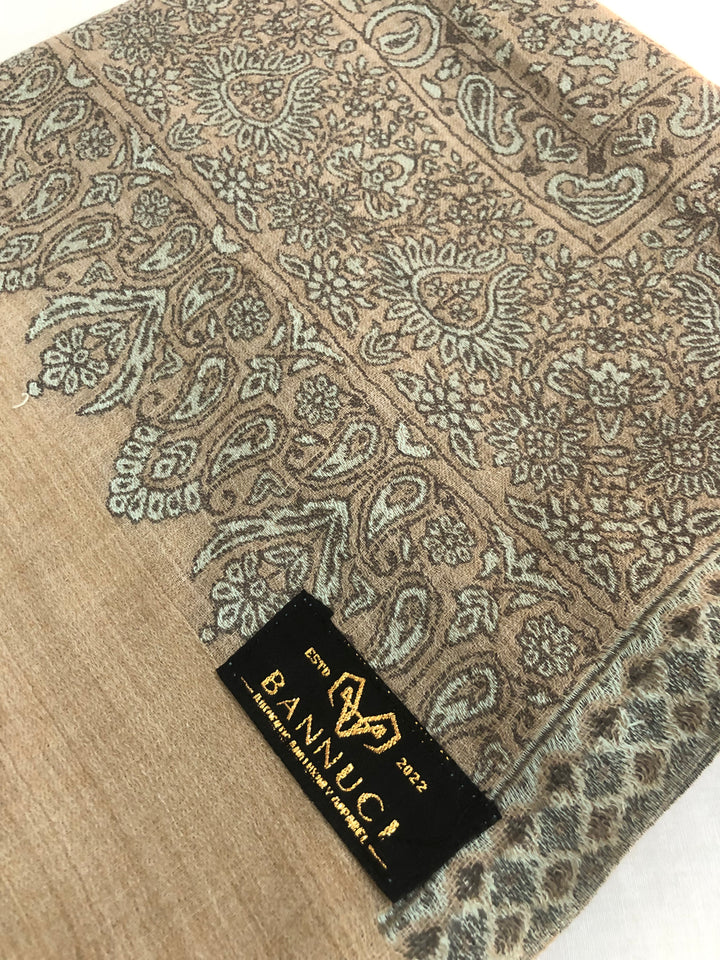 Premium Quality Beige Woven Pashmina Cashmere shawl
