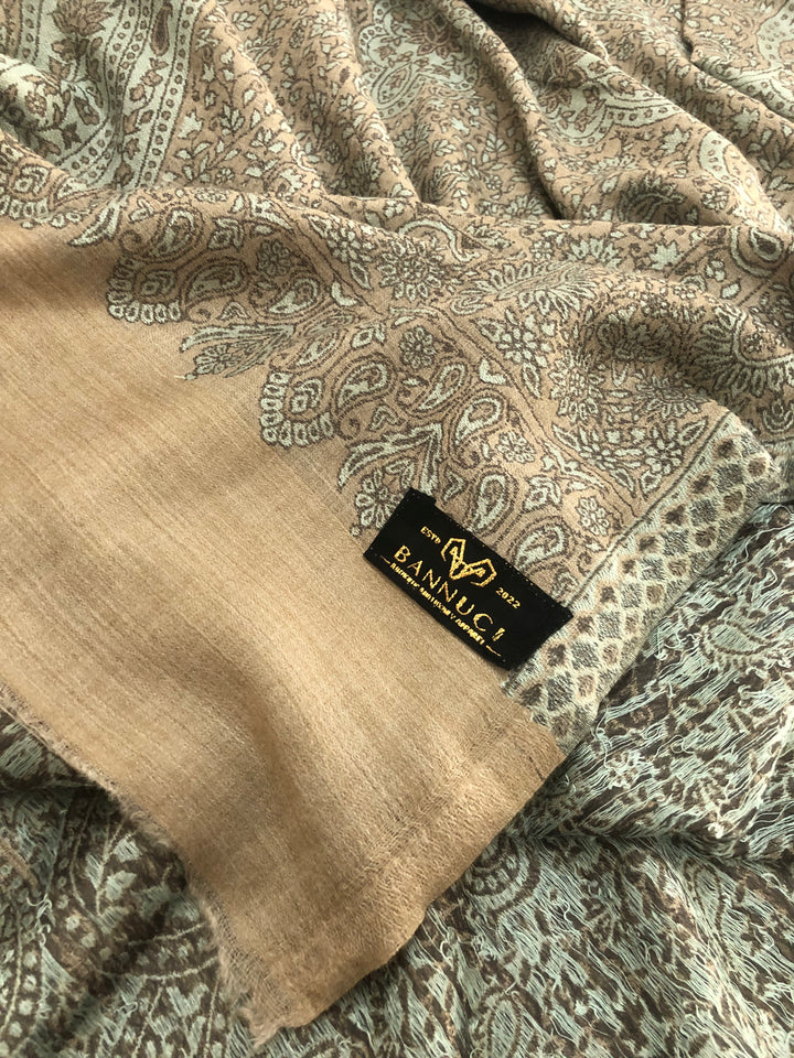Premium Quality Beige Woven Pashmina Cashmere shawl