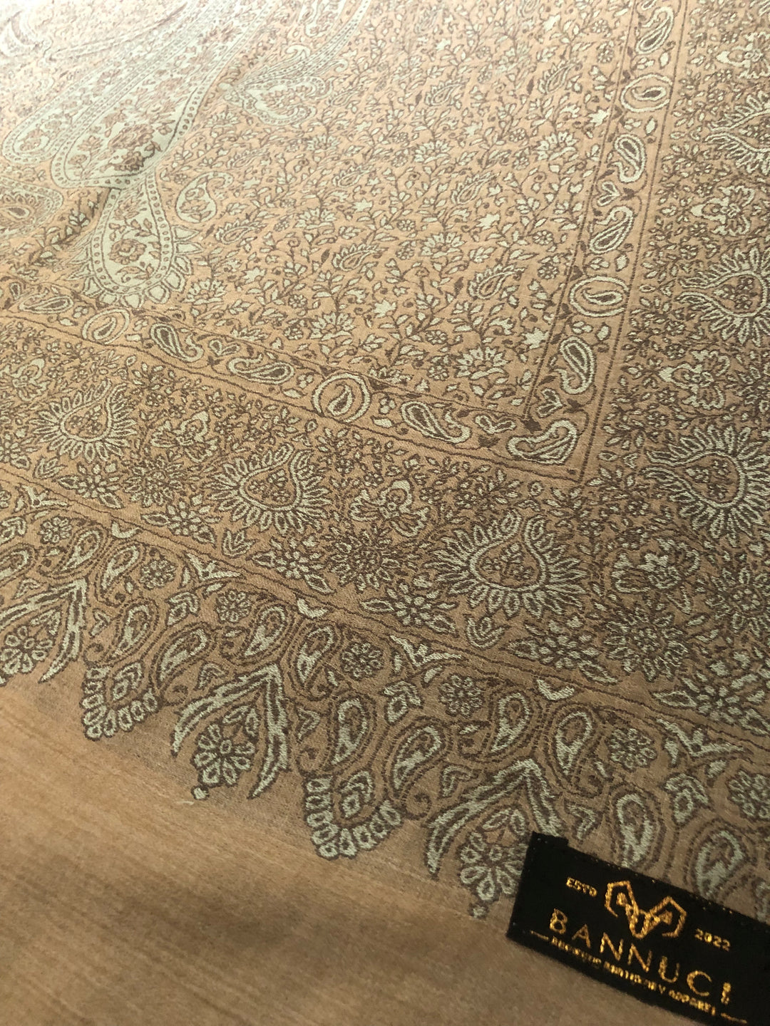 Premium Quality Beige Woven Pashmina Cashmere shawl