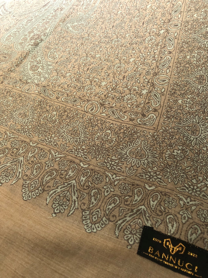 Premium Quality Beige Woven Pashmina Cashmere shawl