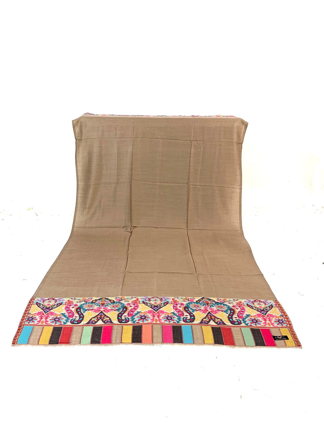 Premium Quality brown multi color Woven Pashmina Cashmere Shawl