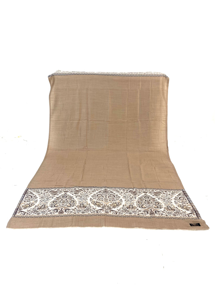 Premium Quality beige Woven Pashmina Cashmere Shawl