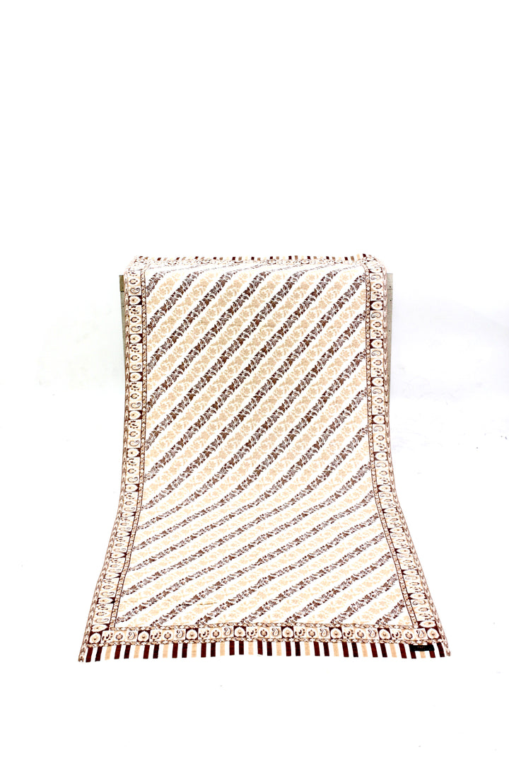 Premium Quality Beige Multi Color Woven Pashmina Cashmere Shawl