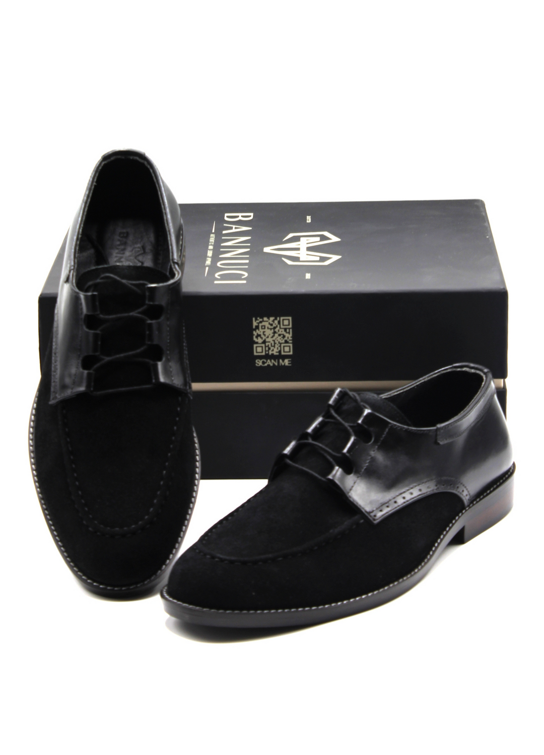 Luxury Suede Derby Black Handmade Shoes