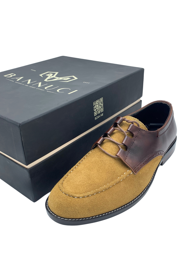 Luxury  Suede Derby Camel Handmade Shoes