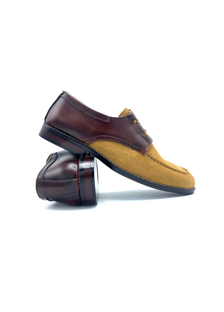 Luxury  Suede Derby Camel Handmade Shoes