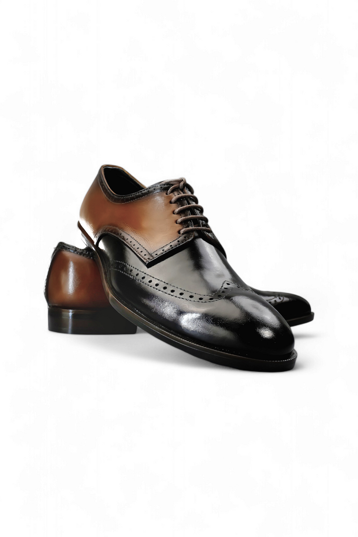 Luxury Black Brown Handmade Brogue Wingtip Shoes