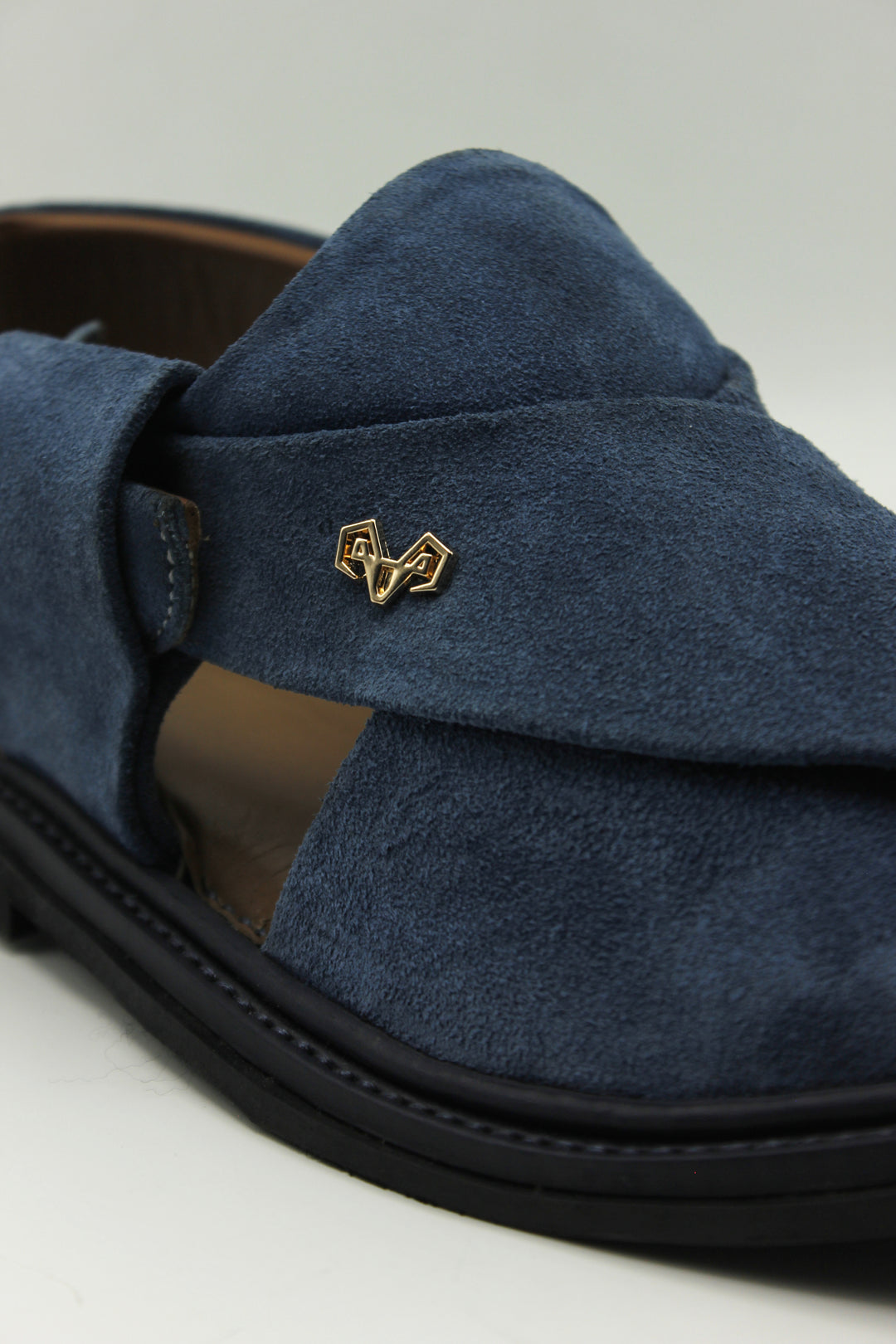 Luxury Blue Peshawari Suede Chappal