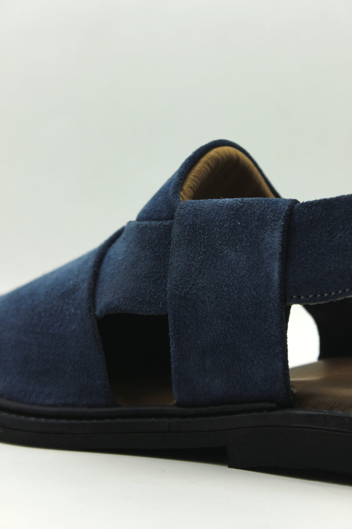 Luxury Blue Peshawari Suede Chappal