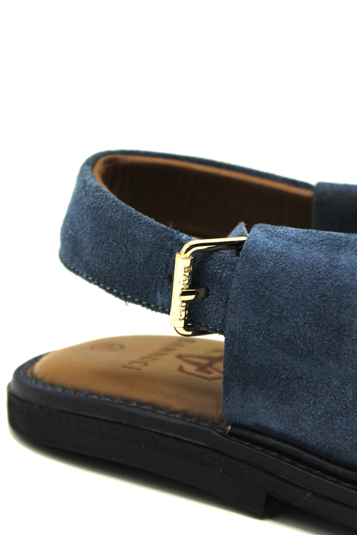 Luxury Blue Peshawari Suede Chappal