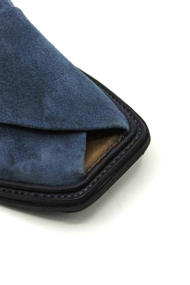 Luxury Blue Peshawari Suede Chappal