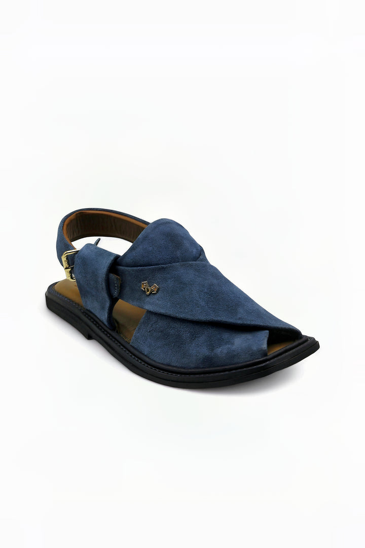 Luxury Blue Peshawari Suede Chappal