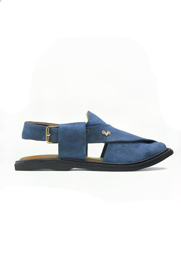 Luxury Blue Peshawari Suede Chappal