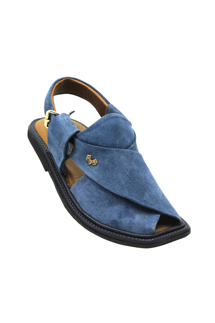 Luxury Blue Peshawari Suede Chappal