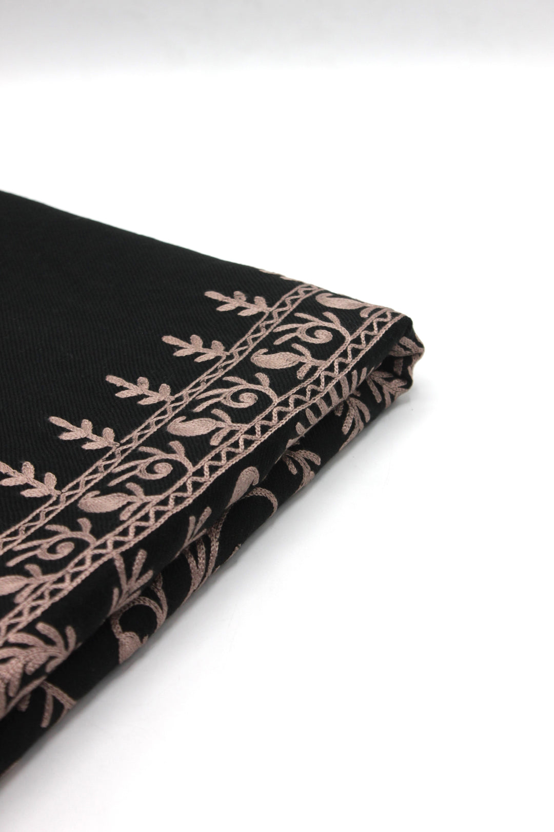 Premium Quality Black Embroidered Pashmina Cashmere Shawl