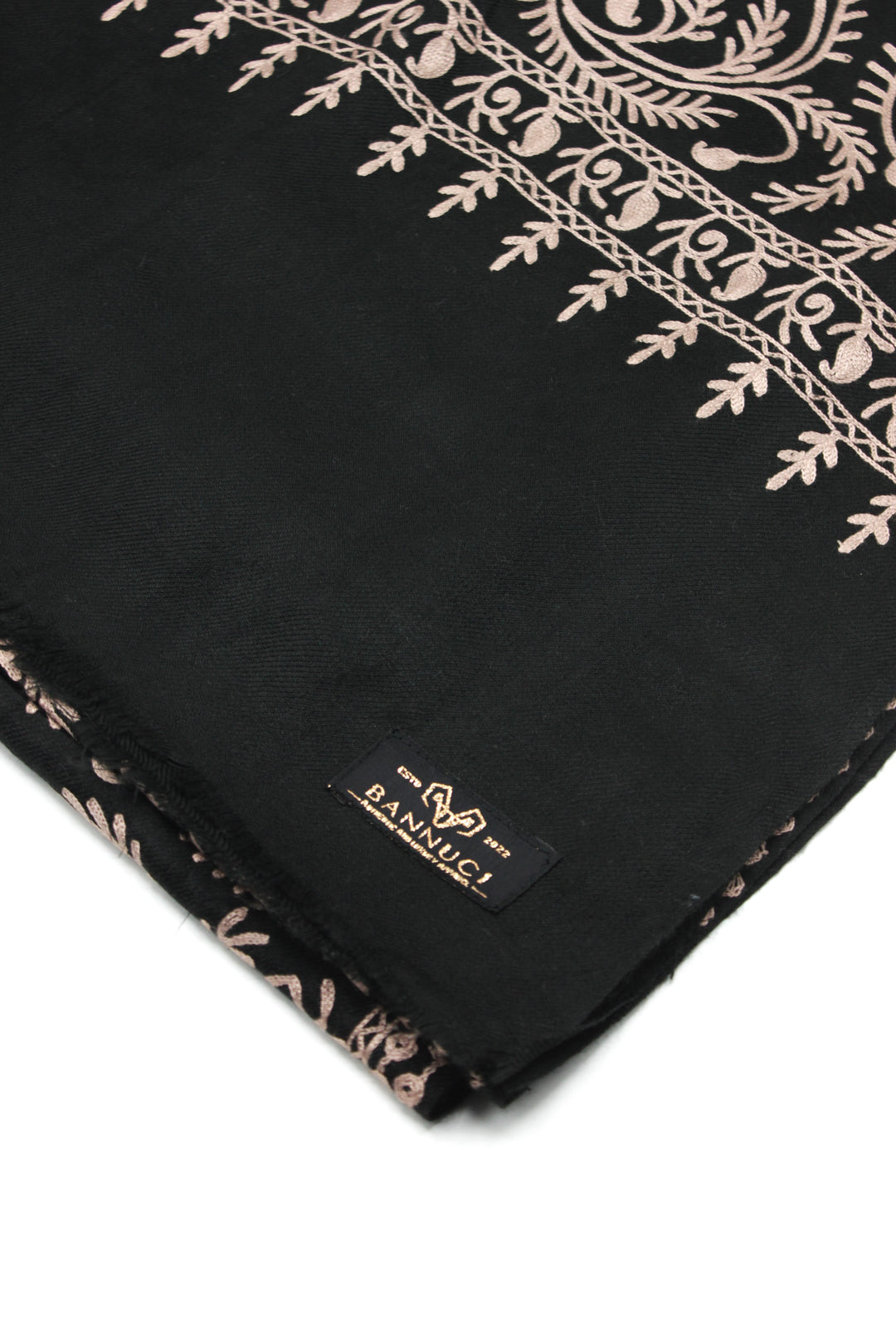 Premium Quality Black Embroidered Pashmina Cashmere Shawl