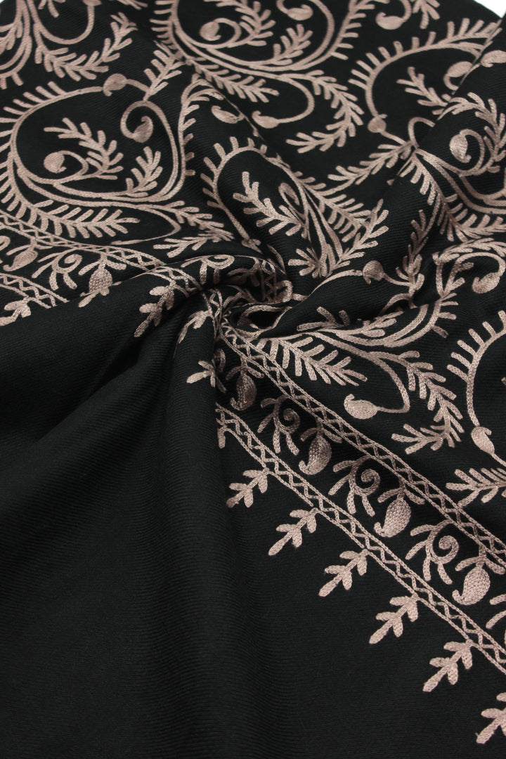 Premium Quality Black Embroidered Pashmina Cashmere Shawl