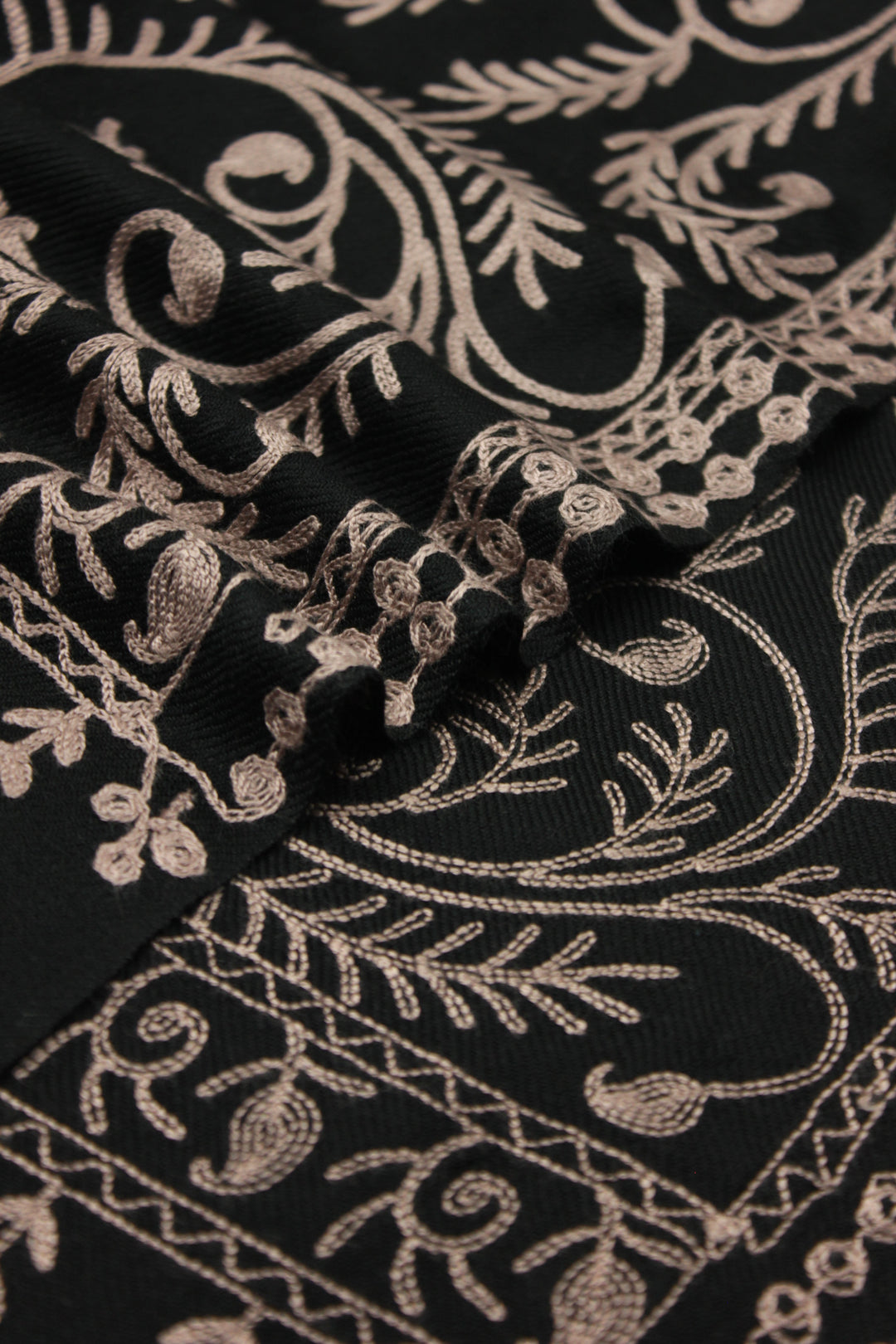 Premium Quality Black Embroidered Pashmina Cashmere Shawl