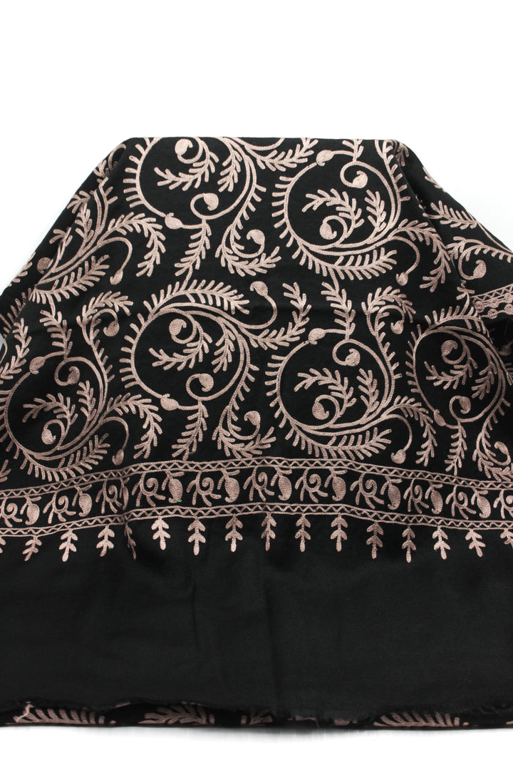 Premium Quality Black Embroidered Pashmina Cashmere Shawl