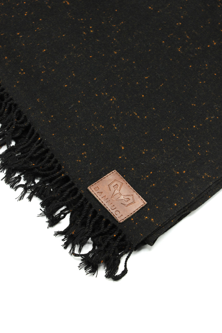 Premium Quality Black Orange Dotted Woolen Blend Shawl