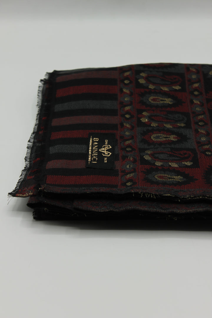 Premium Quality Black Red Multi Color Woven Pashmina Cashmere Shawl