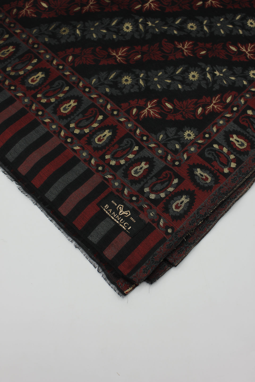 Premium Quality Black Red Multi Color Woven Pashmina Cashmere Shawl