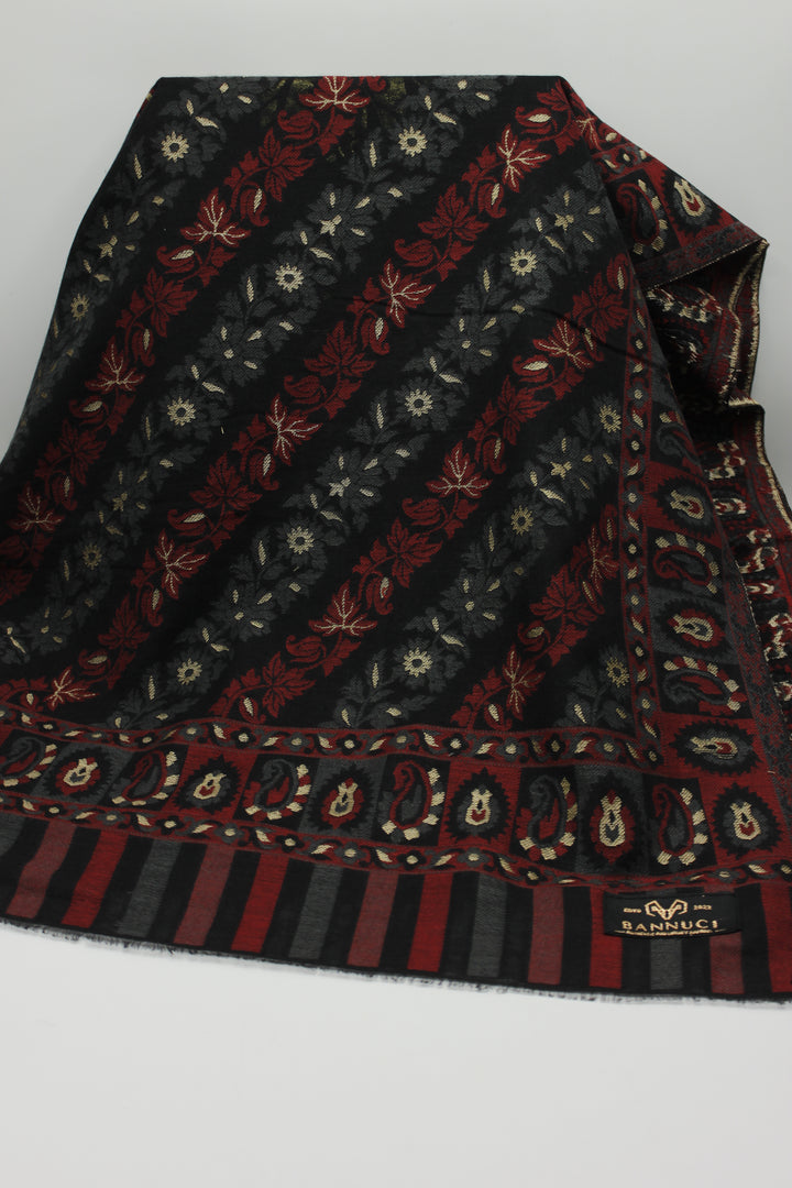 Premium Quality Black Red Multi Color Woven Pashmina Cashmere Shawl