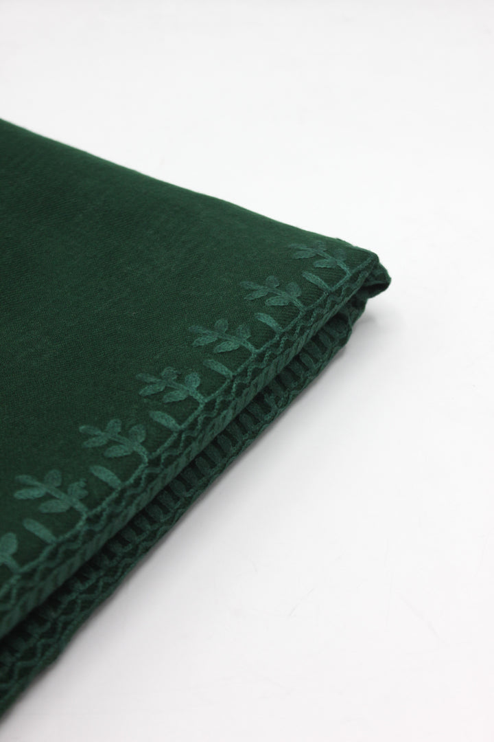 Premium Quality Dark Green Embroidered Pashmina Cashmere Shawl