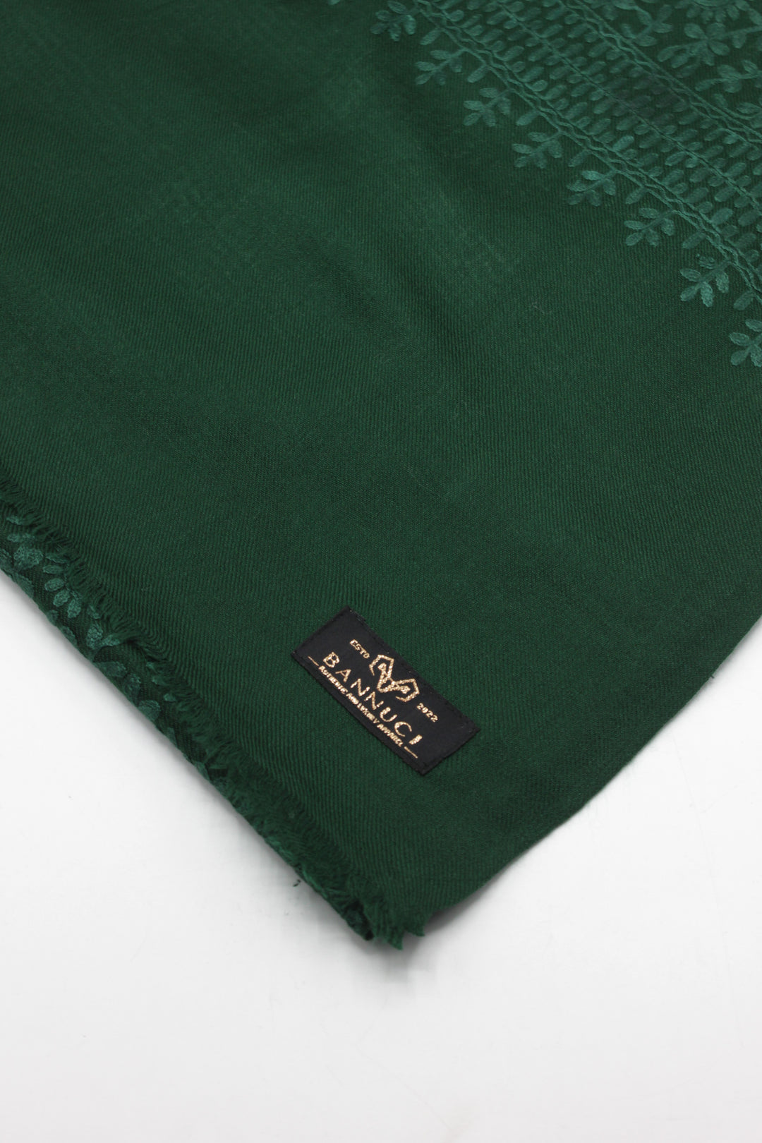 Premium Quality Dark Green Embroidered Pashmina Cashmere Shawl