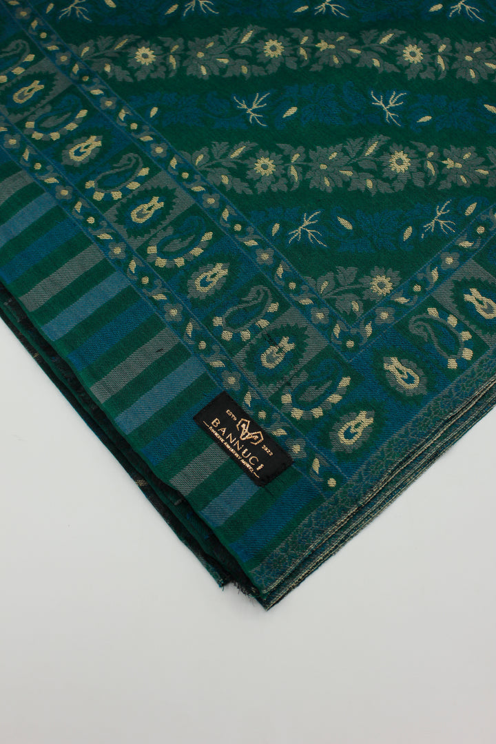 Premium Quality Dark Green Multi Color Woven Pashmina Cashmere Shawl