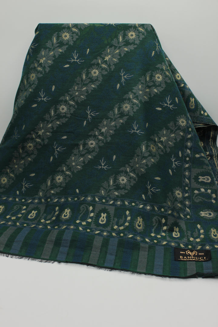 Premium Quality Dark Green Multi Color Woven Pashmina Cashmere Shawl