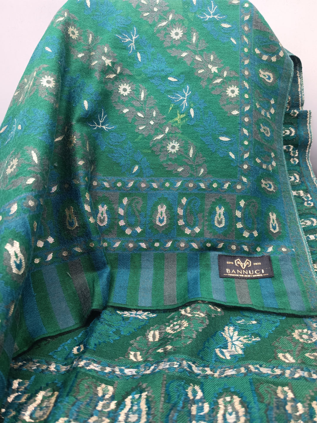 Premium Quality Green Woven Pashmina Cashmere Shawl