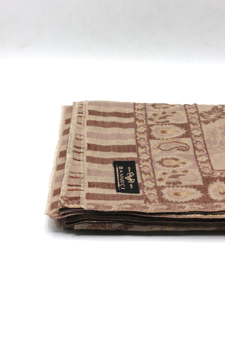 Premium Quality Half Brown Woven Pashmina Cashmere Shawl