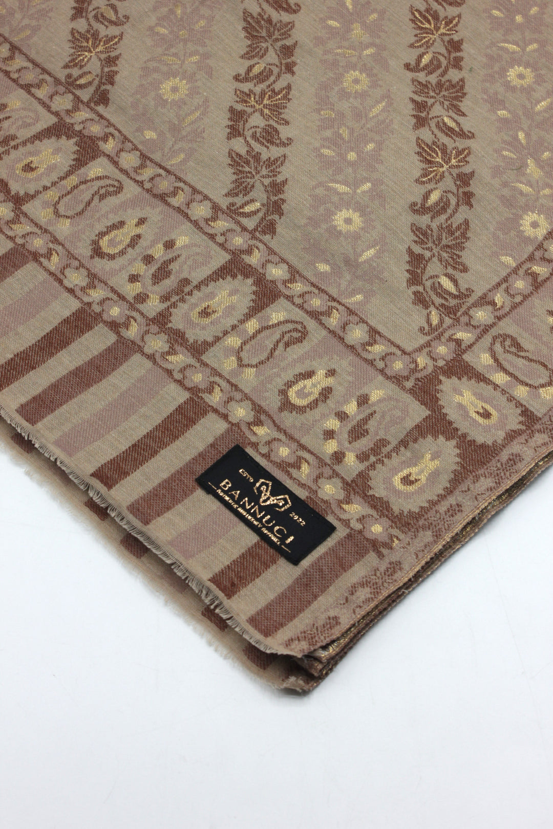 Premium Quality Half Brown Woven Pashmina Cashmere Shawl