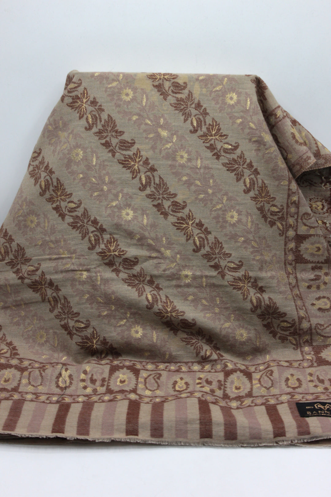 Premium Quality Half Brown Woven Pashmina Cashmere Shawl