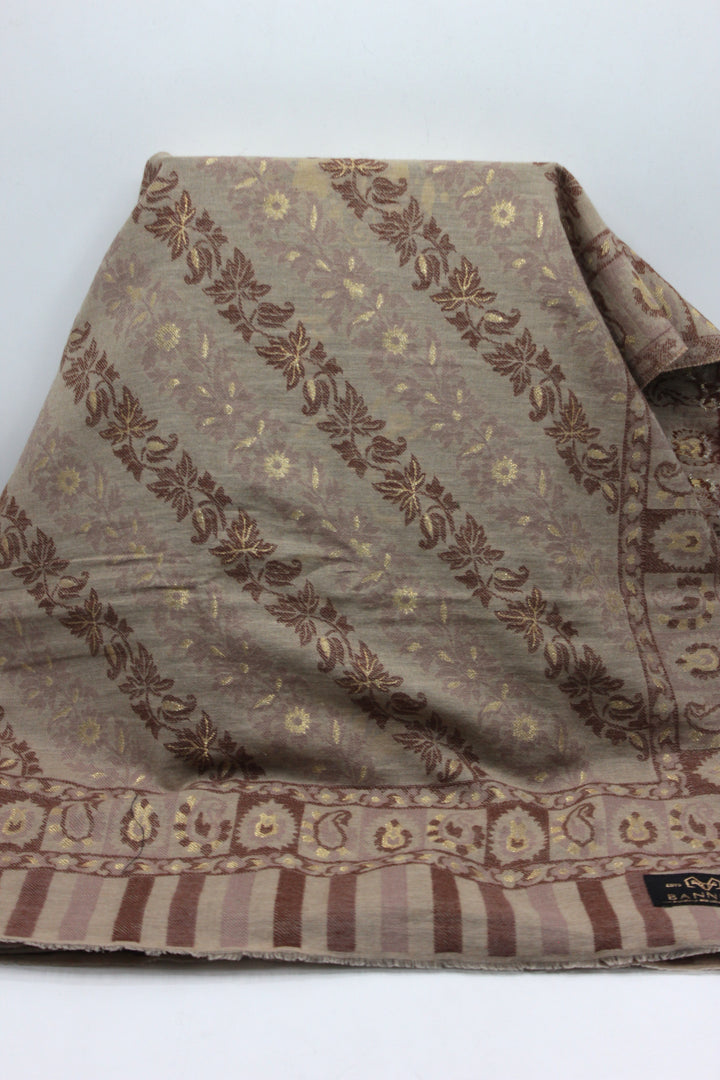 Premium Quality Half Brown Woven Pashmina Cashmere Shawl